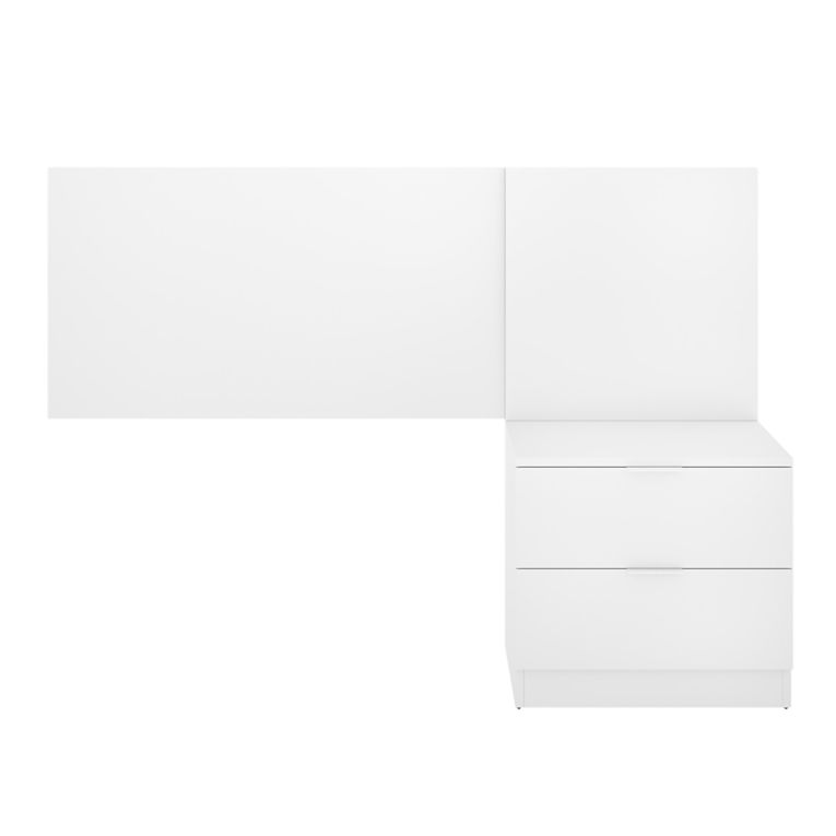 Testiera Letto Bianco Marrone Rovere Comodino Incluso Singolo 34x141 cm, Colore Struttura Marrone - Lead