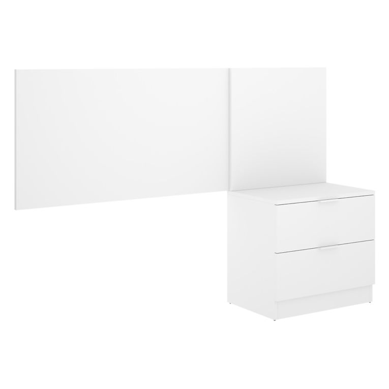 Testiera Letto Bianco Marrone Rovere Comodino Incluso Singolo 34x141 cm, Colore Struttura Marrone - Lead