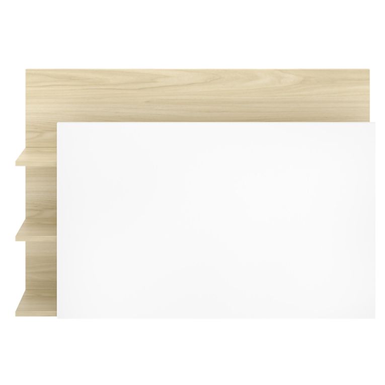 Testiera Letto Bianco Marrone Rovere Vani Libreria Singolo 19x105 cm, Colore Struttura Marrone - Minden