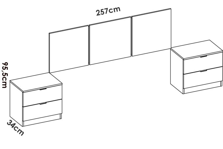 Testiera Letto Bianco Matrimoniale 256.8x34.2 cm, - Oliwa