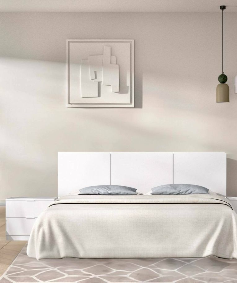 Testiera letto Croda, Spalliera, Testata per camera da letto, Poggiatesta, 157x34 h96 cm, Bianco
