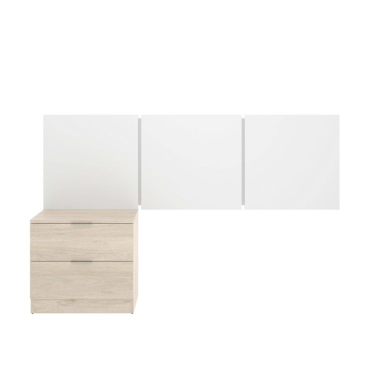 Testiera letto Croda, Spalliera, Testata per camera da letto, Poggiatesta, 157x34 h96 cm, Bianco e Rovere