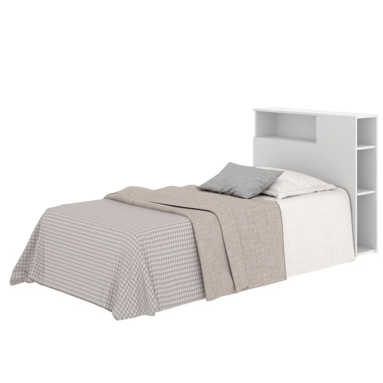 Testiera letto Fogarolo, Spalliera, Testata per camera da letto, Poggiatesta, 23x99 h96 cm, Bianco