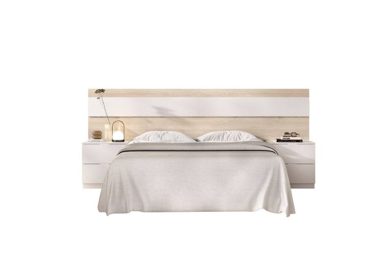 Testiera Letto Marrone Bianco Matrimoniale Colore Struttura Bianco 248x34.2 cm, - Trudy