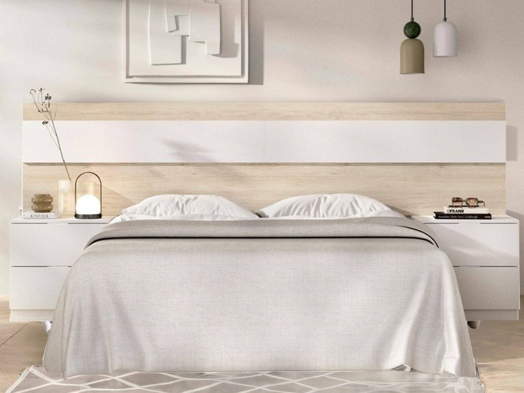 Testiera Letto Marrone Bianco Matrimoniale Colore Struttura Bianco 248x34.2 cm, - Trudy