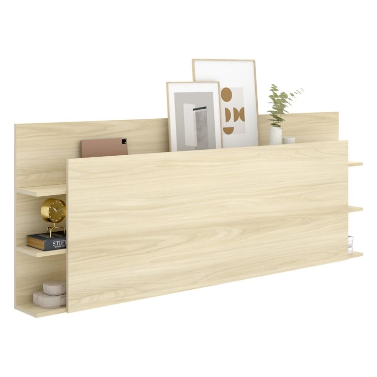 Testiera Letto Marrone Rovere Vani Libreria Piazza e Mezza 19x181 cm - Socorro