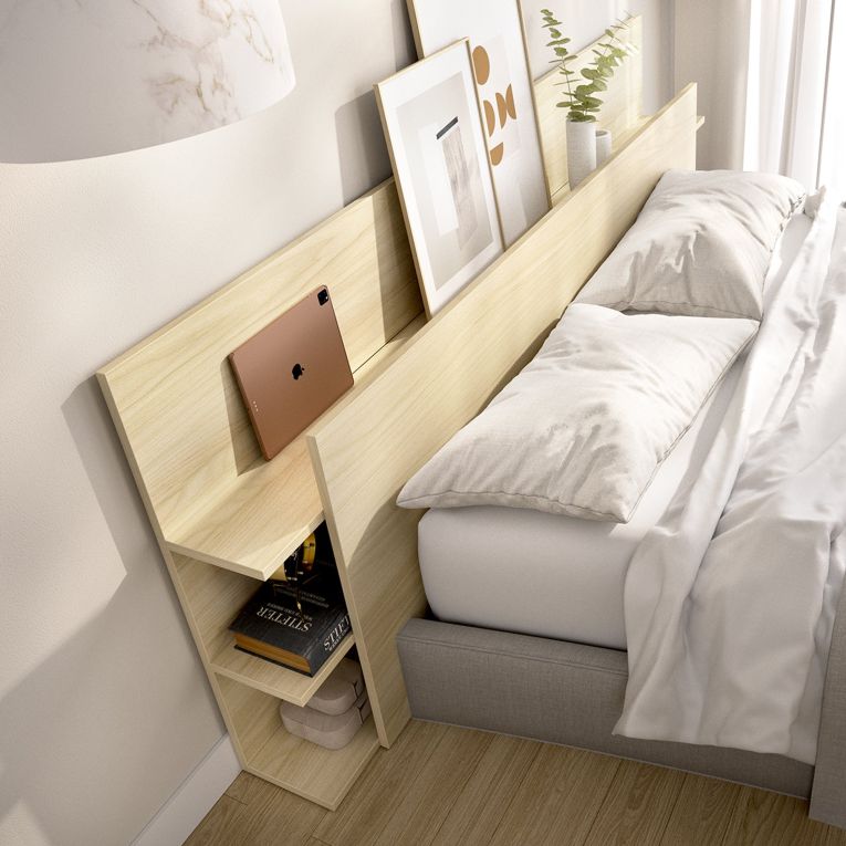 Testiera Letto Marrone Rovere Vani Libreria Piazza e Mezza 19x181 cm - Socorro