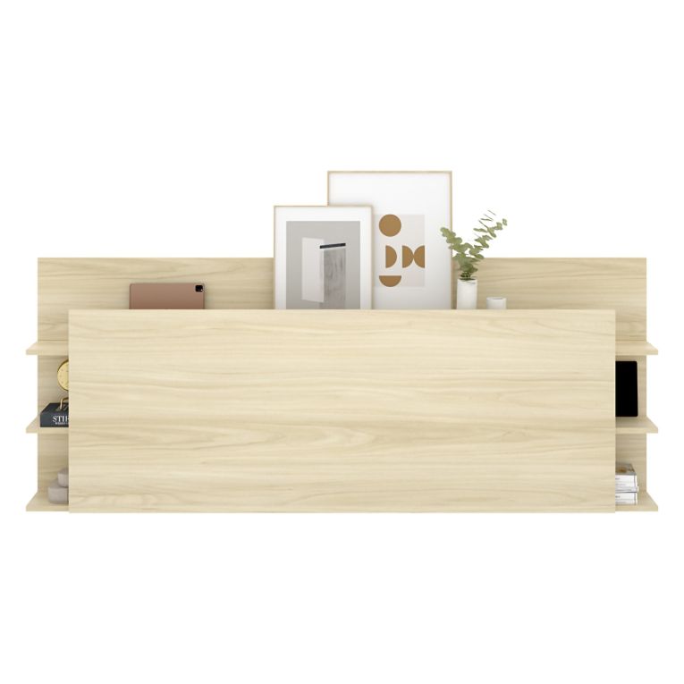 Testiera Letto Marrone Rovere Vani Libreria Piazza e Mezza 19x181 cm - Socorro