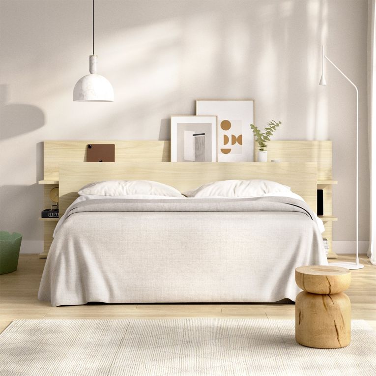 Testiera Letto Marrone Rovere Vani Libreria Piazza e Mezza 19x181 cm - Socorro
