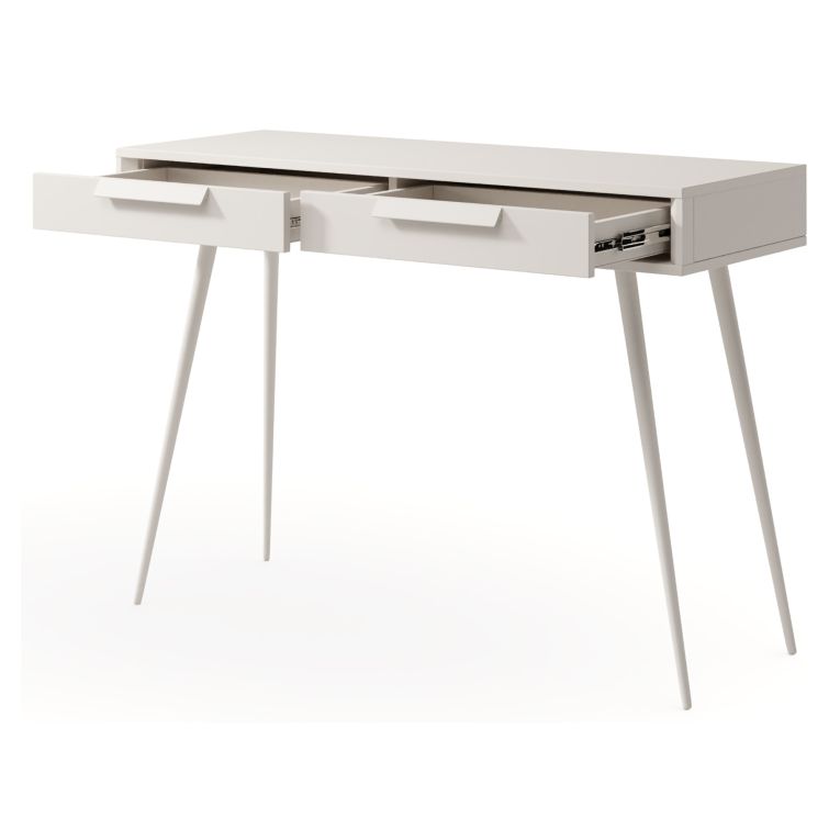 Toeletta Beige Cashmere 2 Cassetti Sfumatura Colore Ripiano Cashmere 187x40x52h cm, Materiale Struttura in Metallo - Katilaka