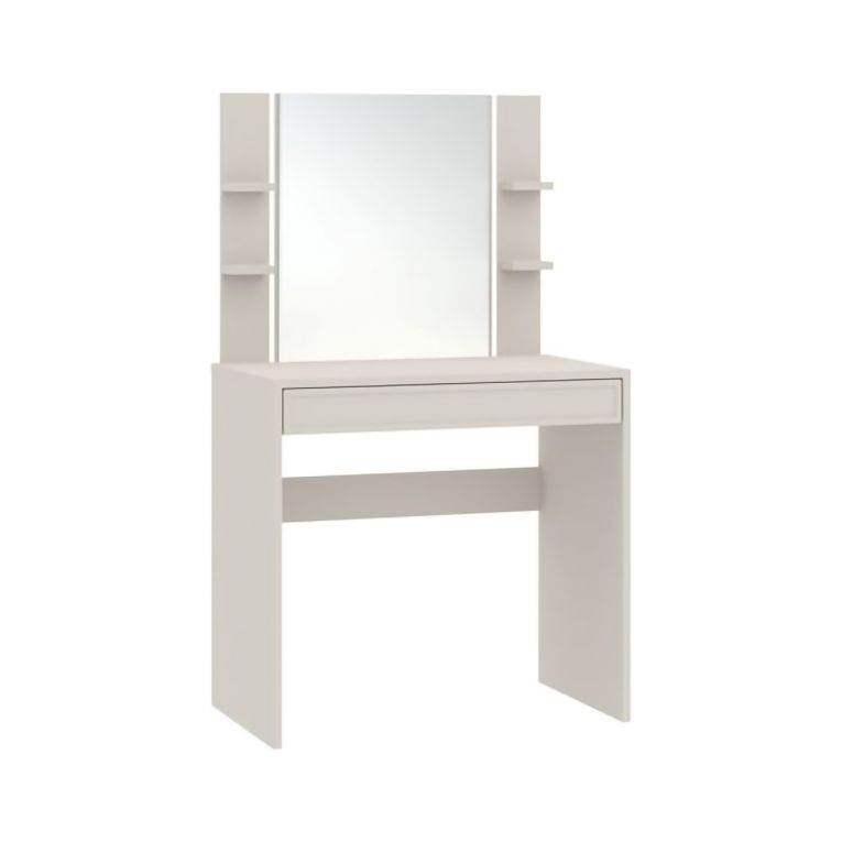 Toeletta Beige Chiaro Specchio Incluso un Cassetto 80x40x136h cm, Cassetto Effetto Liscio - Loga
