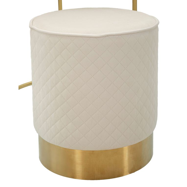 Toeletta Bianco Crema oro un Cassetto Rivestimento in Velluto Trapuntato 52x52x70h cm, Sfumatura Colore Struttura Crema - Mbale