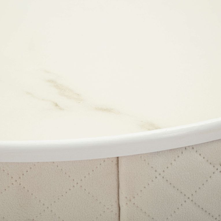 Toeletta Bianco Crema oro un Cassetto Rivestimento in Velluto Trapuntato 52x52x70h cm, Sfumatura Colore Struttura Crema - Mbale