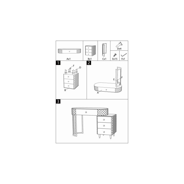 Toeletta Bianco Marmo Grigio Tortora 4 Cassetti Finitura Simil Pelle Trapuntata con Dettagli Argento, top Effetto Marmo 120x40x75h cm, - Tafrao