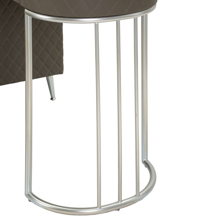 Toeletta Bianco Marmo Grigio Tortora 4 Cassetti Finitura Simil Pelle Trapuntata con Dettagli Argento, top Effetto Marmo 120x40x75h cm, - Tafrao