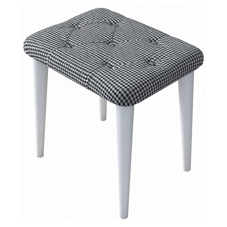 Toeletta Bianco Nero Specchio Incluso 2 Cassetti 103x40x112h cm, Colore Struttura Nero - Sutera