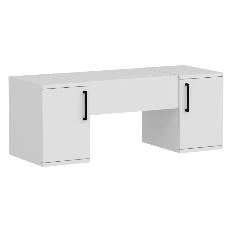 Toeletta Bianco Nero Specchio Incluso 3 Ante 100x35x74h cm, Colore Struttura Nero - Cicerale