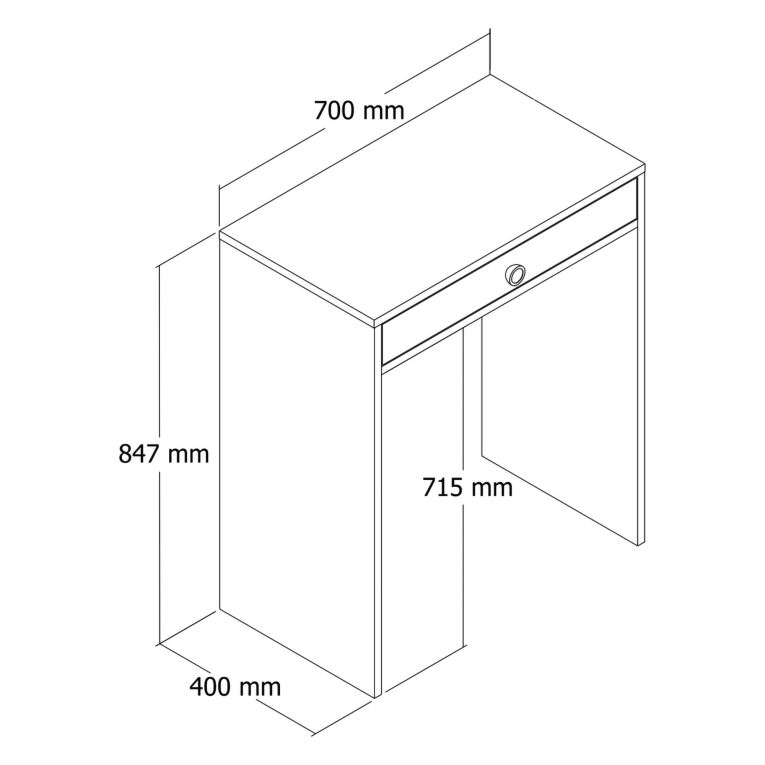 Toeletta Bianco Nero Specchio Incluso un Cassetto 70x85x40h cm, Colore Struttura Nero - Carde