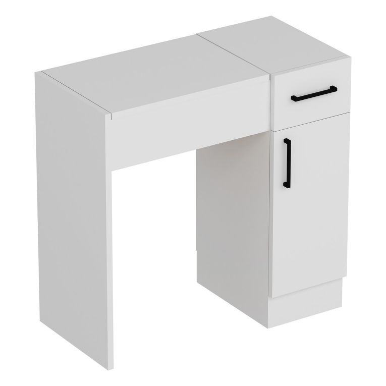 Toeletta Bianco Nero Specchio Incluso un Cassetto 74x38x108h cm, 2 Ante - Lequile