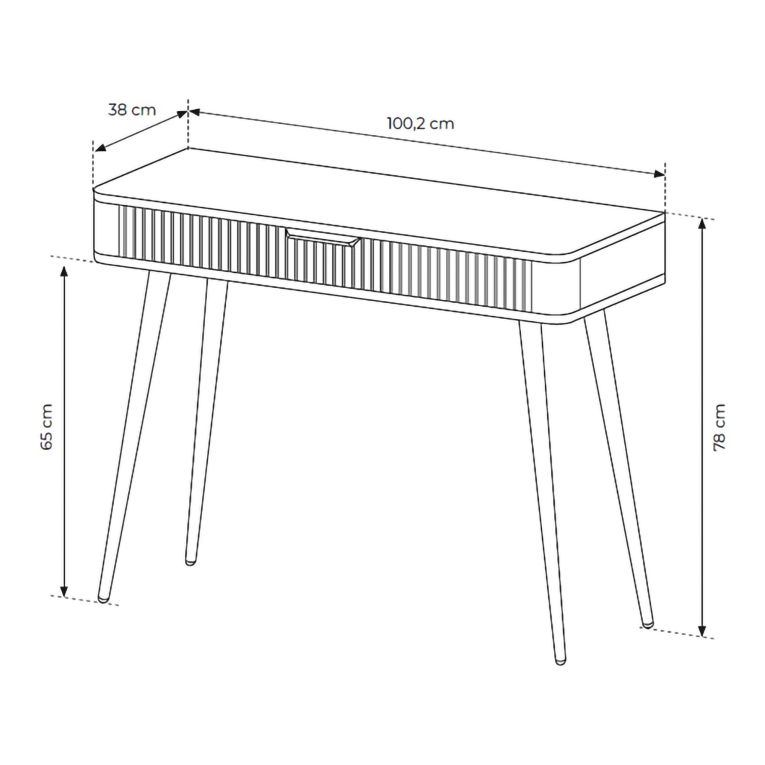 Toeletta Bianco oro un Cassetto Materiale Struttura in Metallo 100x38x78h cm, Materiale Piano in Legno Nobilitato - Katerara