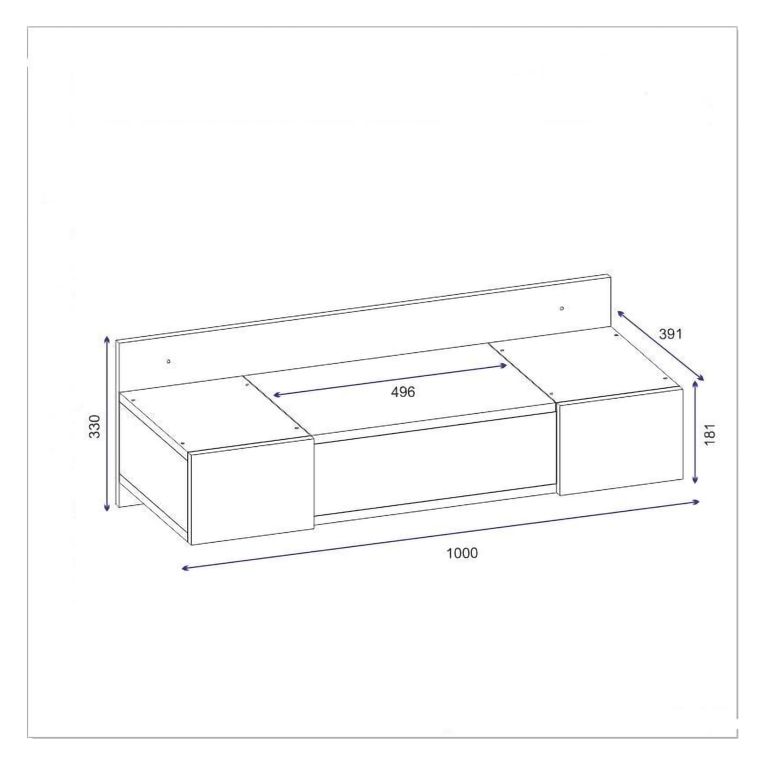 Toeletta Bianco Specchio Incluso 3 Ante 100x39x33h cm, Materiale Piano in Legno Nobilitato - Selci