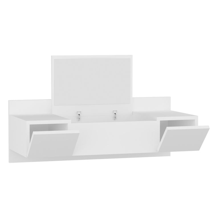 Toeletta Bianco Specchio Incluso 3 Ante 100x39x33h cm, Materiale Piano in Legno Nobilitato - Selci