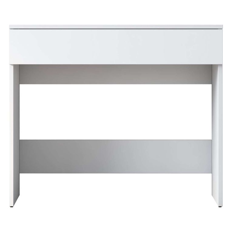 Toeletta Bianco Specchio Incluso un Cassetto 90x45x77h cm, Materiale Piano in Legno Nobilitato - Fele