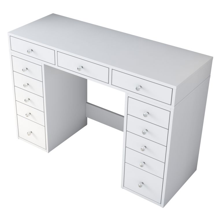Toeletta Bianco Trasparente Specchio Incluso 13 Cassetti 120x45x82h cm, Colore Struttura Trasparente - Tirolo