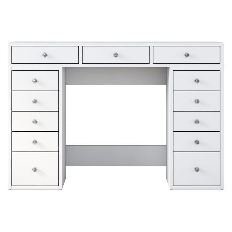 Toeletta Bianco Trasparente Specchio Incluso 13 Cassetti 120x45x82h cm, Colore Struttura Trasparente - Tirolo
