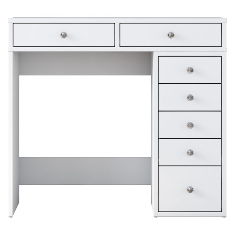 Toeletta Bianco Trasparente Specchio Incluso 7 Cassetti 90x45x82h cm, Colore Struttura Trasparente - Rivello