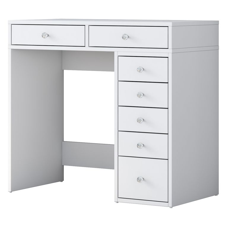 Toeletta Bianco Trasparente Specchio Incluso 7 Cassetti 90x45x82h cm, Colore Struttura Trasparente - Rivello