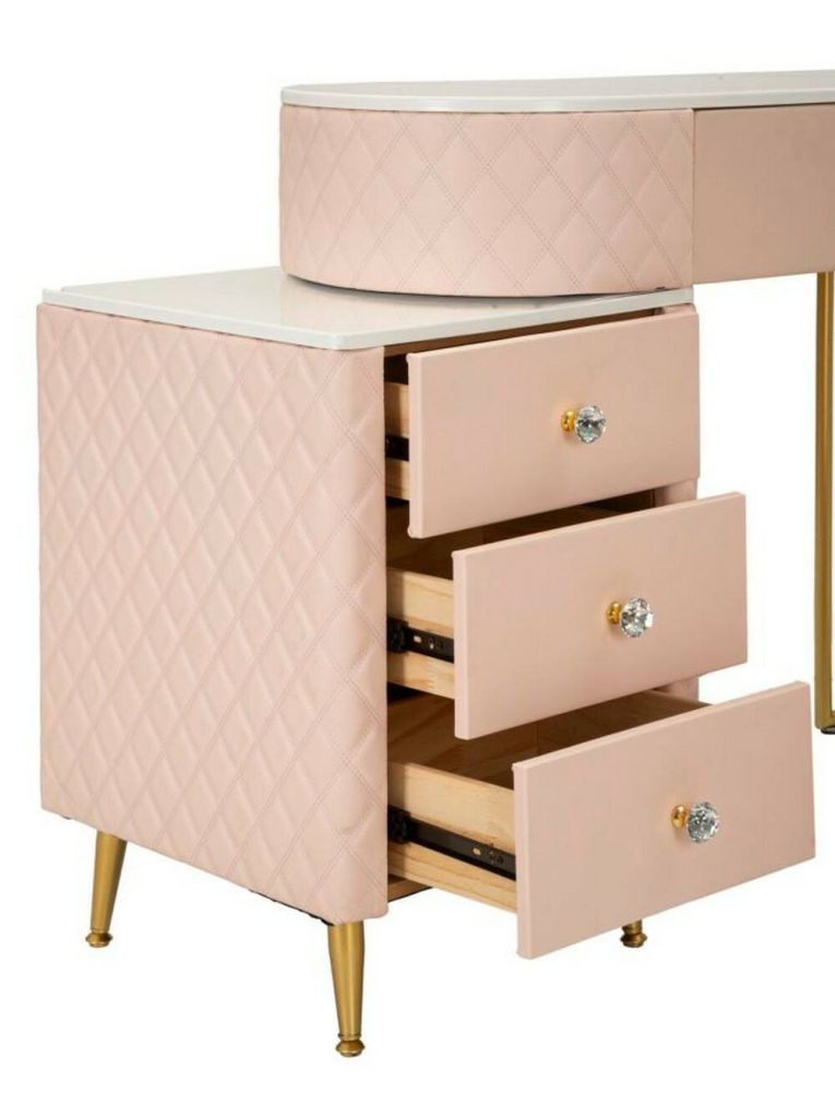 Toeletta classica vintage 120x40x75h cm rosa e oro - Guidobono