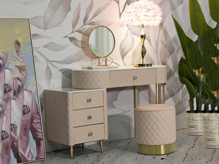 Toeletta classica vintage 120x40x75h cm rosa e oro - Guidobono