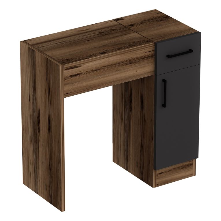 Toeletta Marrone Noce Nero Antracite Specchio Incluso un Cassetto 77x37x109h cm, 2 Ante - Rodano