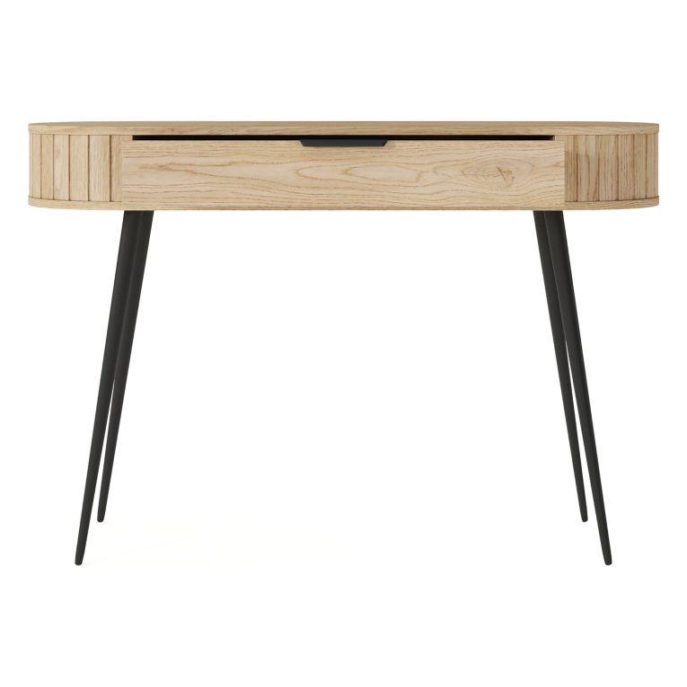 Toeletta Marrone Rovere Nero un Cassetto Sfumatura Colore Struttura Rovere 120x40x80h cm, Sfumatura Colore Ripiano Rovere - Katereha