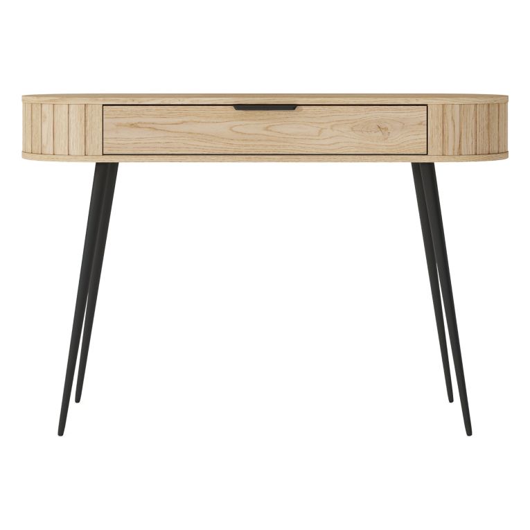 Toeletta Marrone Rovere Nero un Cassetto Sfumatura Colore Struttura Rovere 120x40x80h cm, Sfumatura Colore Ripiano Rovere - Katereha
