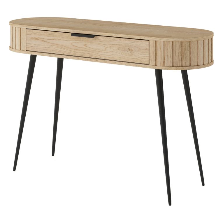 Toeletta Marrone Rovere Nero un Cassetto Sfumatura Colore Struttura Rovere 120x40x80h cm, Sfumatura Colore Ripiano Rovere - Katereha