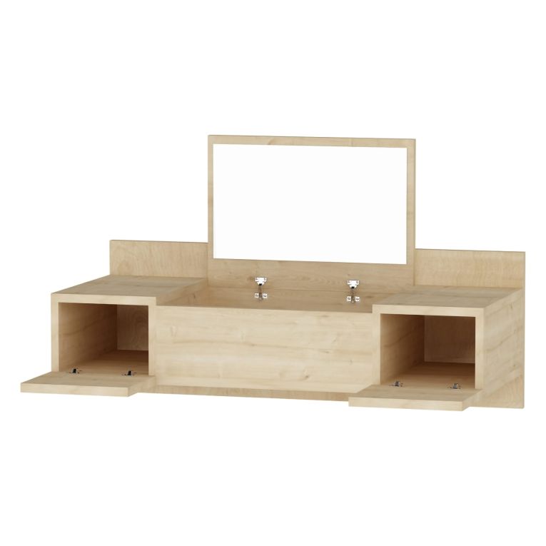 Toeletta Marrone Specchio Incluso 3 Ante 100x39x33h cm, Materiale Piano in Legno Nobilitato - Selci