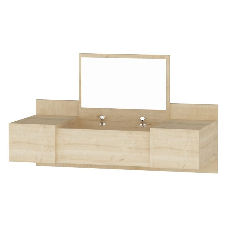 Toeletta Marrone Specchio Incluso 3 Ante 100x39x33h cm, Materiale Piano in Legno Nobilitato - Selci