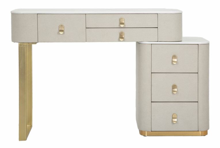 Toeletta moderna porta trucchi 120x40x75h cm crema e oro - Apoteosi
