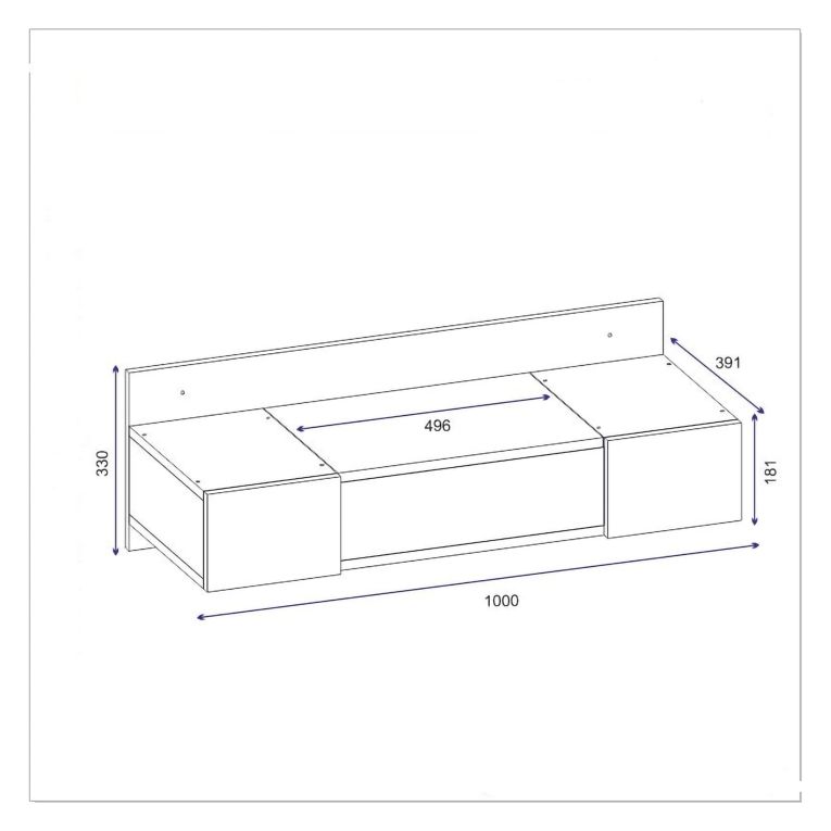 Toeletta Nero Specchio Incluso 3 Ante 100x39x33h cm, Materiale Piano in Legno Nobilitato - Selci