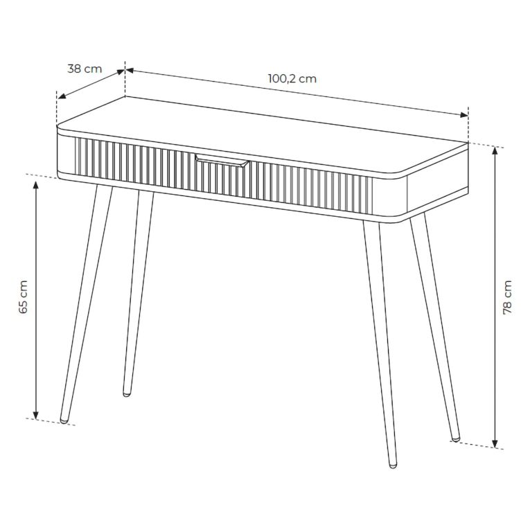 Toeletta Nero un Cassetto Materiale Struttura in Metallo 100x38x78h cm, Materiale Piano in Legno Nobilitato - Katerara