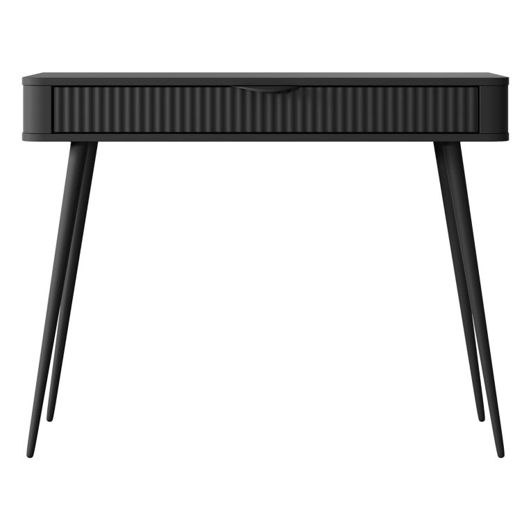 Toeletta Nero un Cassetto Materiale Struttura in Metallo 100x38x78h cm, Materiale Piano in Legno Nobilitato - Katerara