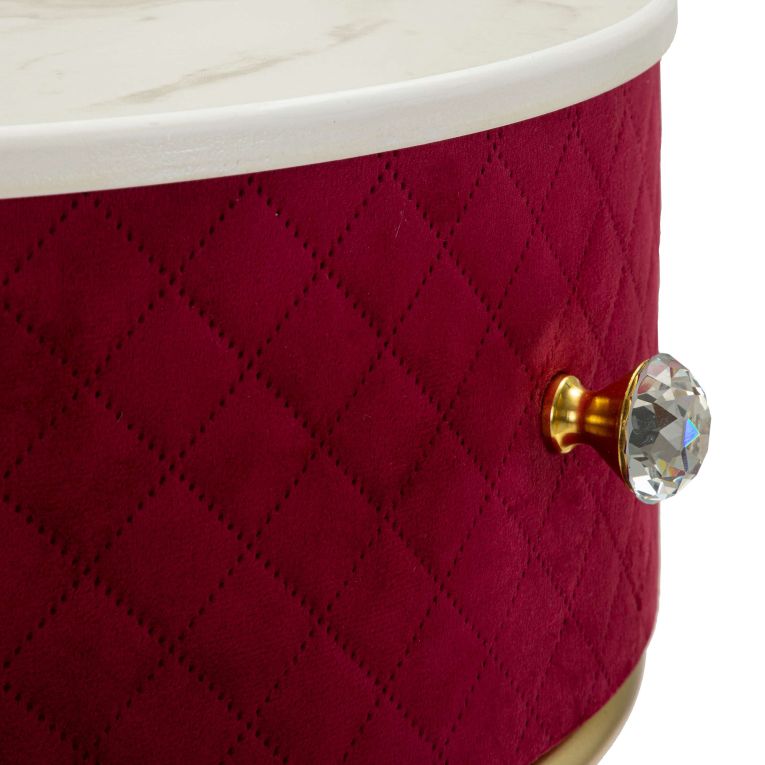 Toeletta Rosso oro un Cassetto Rivestimento in Velluto Trapuntato 52x52x70h cm, Materiale Struttura in Metallo - Mbale