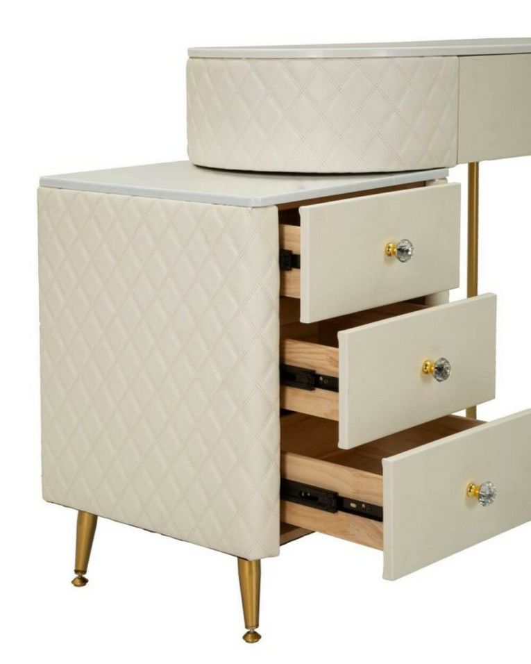Toeletta shabby elegante 120x40x75h cm bianco e oro - Guidobono