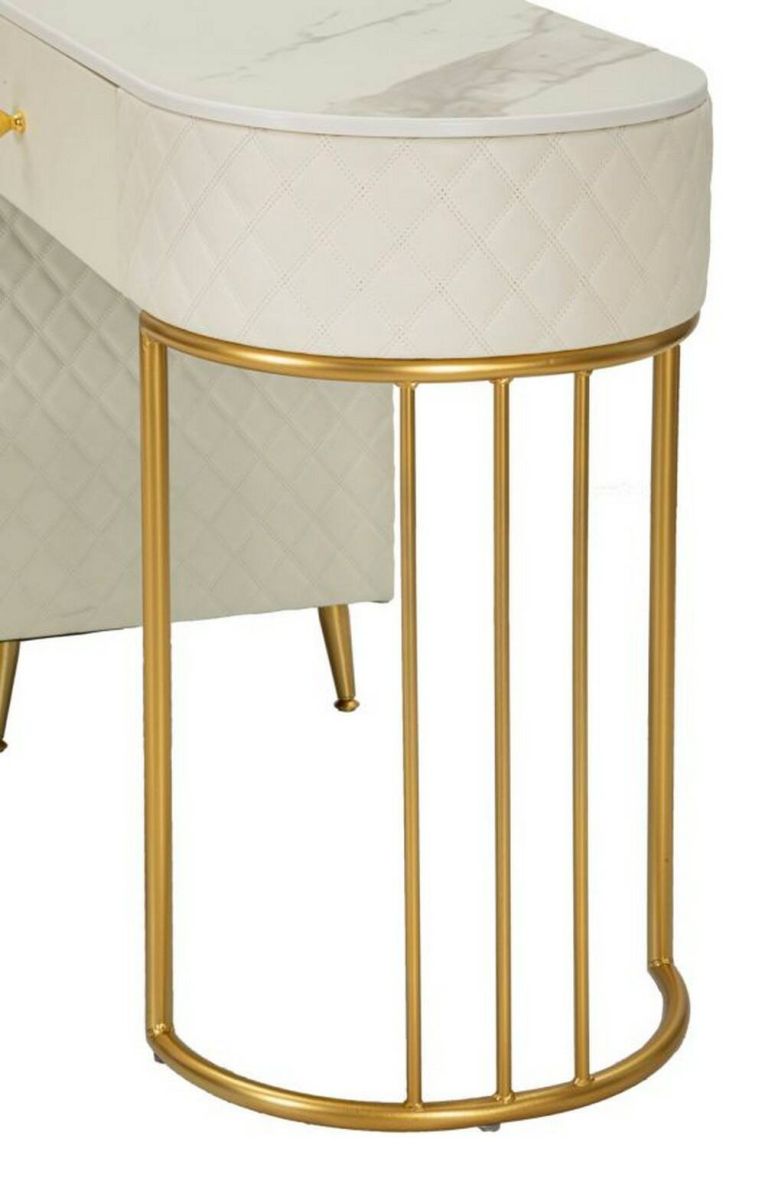 Toeletta shabby elegante 120x40x75h cm bianco e oro - Guidobono