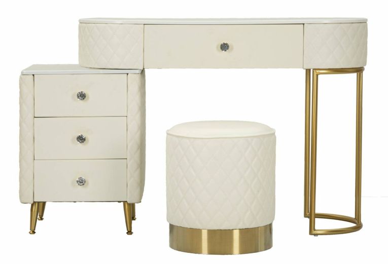 Toeletta shabby elegante 120x40x75h cm bianco e oro - Guidobono