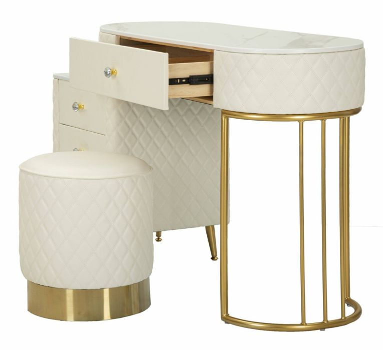 Toeletta shabby elegante 120x40x75h cm bianco e oro - Guidobono
