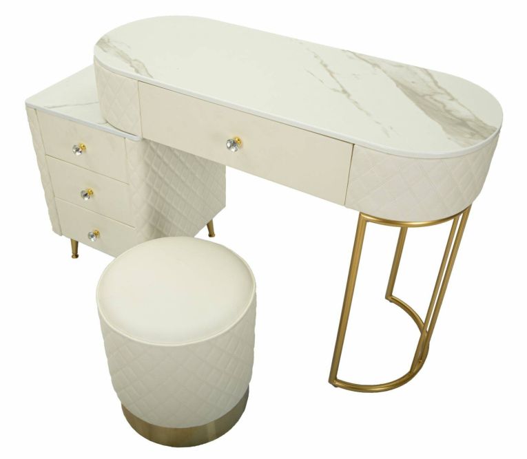 Toeletta shabby elegante 120x40x75h cm bianco e oro - Guidobono