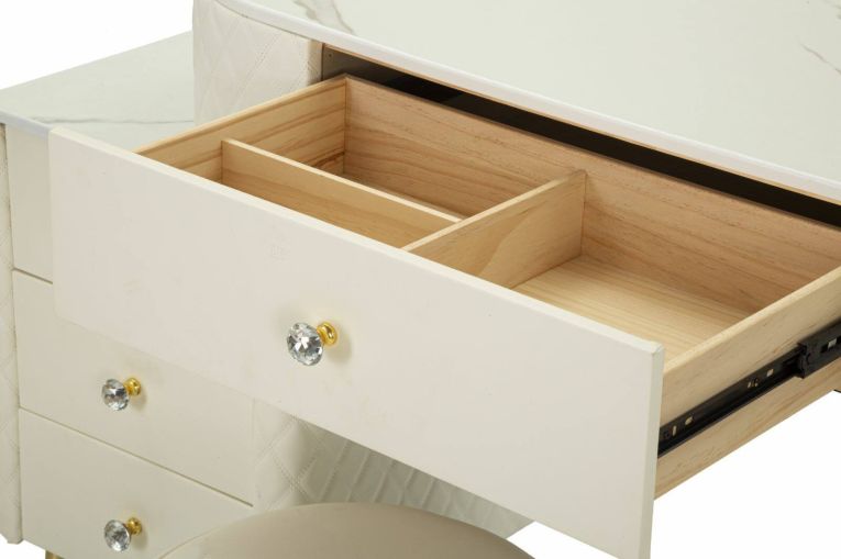 Toeletta shabby elegante 120x40x75h cm bianco e oro - Guidobono